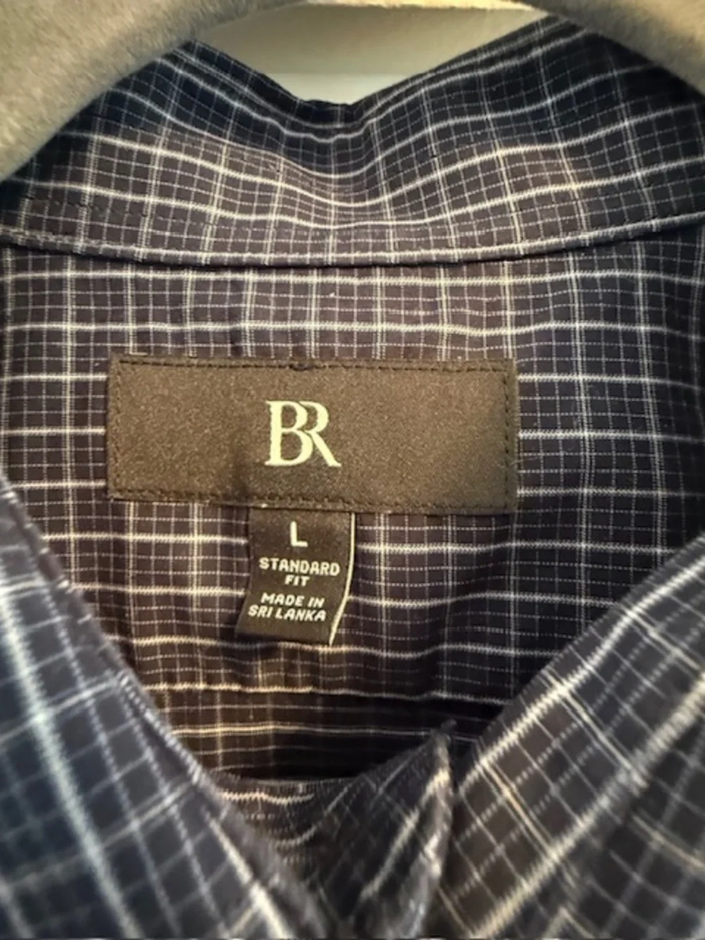 Banana Republic Men Large Standard Fit Cotton Navy Blue & White Check Shirt EUC